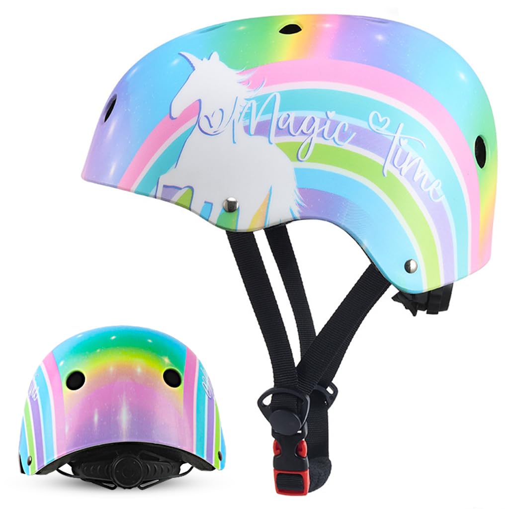 Proberos Unicorn Bike Helmet for Kids Girls 3-7 Years Old Cushioning Lining Safety Helmet with Adjustable Chin Strap Rainbow Magic Unicorn Helmet for Cycling, Riding, Skating, Rock Climbing Proberos Unicorn Bike Helmet for Kids Girls 3-7 Years Old Cushioning Lining Safety Helmet with Adjustable Chin Strap Rainbow Magic Unicorn Helmet for Cycling, Riding, Skating, Rock Climbing
